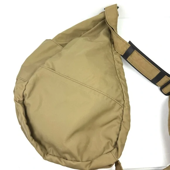 AmeriBag Healthy Back Bag Khaki Tan Nylon Sling Backpack Shoulder Bag Large